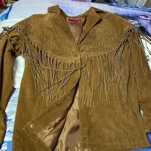 Leather jacket with fring